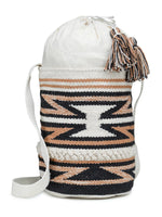 White Orange Tasseled Hand Woven Tote Bag - SanskrutiHomes