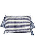 Blue-white tassle Hand Woven Tote Bag - SanskrutiHomes