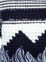 Blue-white tassle Hand Woven Tote Bag - SanskrutiHomes