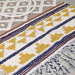 Hand-weaved 100% Cotton woven Multi-color Rug - SanskrutiHomes