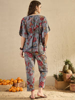 Women Floral Printed Beige Night Suit Set - SanskrutiHomes