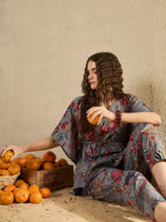 Women Floral Printed Beige Night Suit Set - SanskrutiHomes