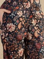 Women Floral Printed Blue Night Suit Set - SanskrutiHomes