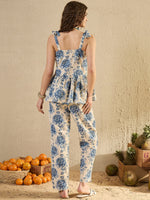 Blue Foral Printed Co Ord Set - SanskrutiHomes