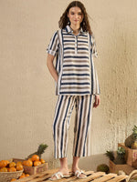 Blue Striped Co Ord Set - SanskrutiHomes