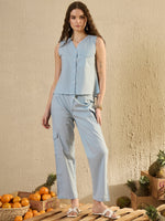 Blue Solid Co Ord Set - SanskrutiHomes