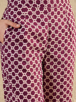 Women Geometric Printed Purple Night Suit Set - SanskrutiHomes