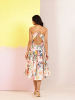 Off White Cotton Round Neck Printed Dress for Women - SanskrutiHomes