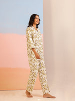 Cream Color Tropical Printed Pure Cotton Night Suit - SanskrutiHomes