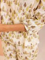 Cream Color Tropical Printed Pure Cotton Night Suit - SanskrutiHomes