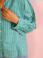 Blue Strips Printed Shirt for Women - SanskrutiHomes