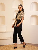 Black Viscose Rayon Round Neck Jump Suit for Women - SanskrutiHomes