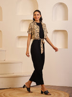 Black Viscose Rayon Round Neck Jump Suit for Women - SanskrutiHomes