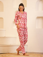 Pink Color Floral Printed Pure Cotton Night Suit - SanskrutiHomes