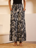 Black Color Viscose Rayon Printed pant for women - SanskrutiHomes