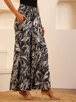 Black Color Viscose Rayon Printed pant for women - SanskrutiHomes