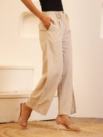 Beige Solid Lounge Pant for Women - SanskrutiHomes