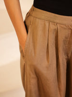 Brown Cotton Blend Solid Lounge Pants for Women - SanskrutiHomes