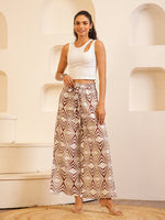 White Color Cotton Printed pant for women - SanskrutiHomes