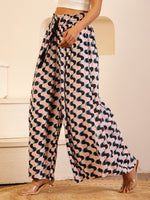 White Color Viscose Rayon Printed pant for women - SanskrutiHomes