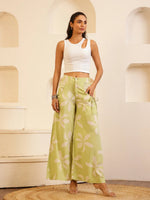 Green Floral Printed Lounge Pant for Women - SanskrutiHomes
