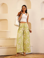 Green Floral Printed Lounge Pant for Women - SanskrutiHomes
