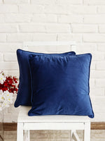 Blue Solid Print Velvet Cushion Cover - SanskrutiHomes
