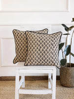 Floral Black Printed Cushion Cover - SanskrutiHomes