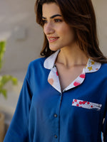 Blue Solid Night Suit Set - SanskrutiHomes