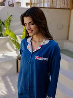 Blue Solid Night Suit Set - SanskrutiHomes