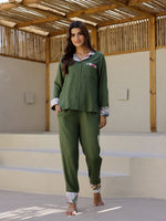 Green Solid Night Wear Set - SanskrutiHomes