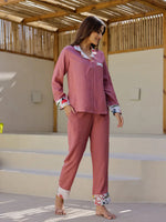 Pink Solid Night Suit Set - SanskrutiHomes