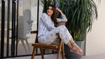 White & Grey Printed Loungewear Set - SanskrutiHomes