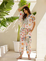 Off White Multi Color Printed Loungewear Set - SanskrutiHomes