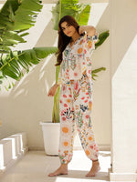 Off White Multi Color Printed Loungewear Set - SanskrutiHomes