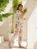 Off White Multi Color Printed Loungewear Set - SanskrutiHomes