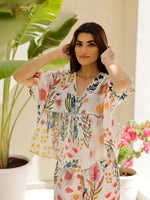 Off White Multi Color Printed Loungewear Set - SanskrutiHomes