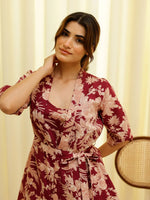 Burgundy 3 Piece Shorts set - SanskrutiHomes