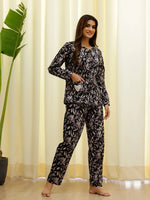 Black & White Heart Printed Night Suit Set - SanskrutiHomes
