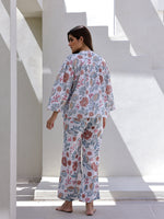 Women Flower Printed Full Sleeves Night Suit - SanskrutiHomes