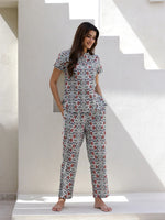 Floral Printed Pure Cotton Night Suit for Women - SanskrutiHomes