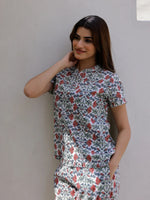 Floral Printed Pure Cotton Night Suit for Women - SanskrutiHomes