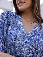 Blue Cotton Nightdress for Women - SanskrutiHomes