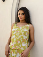 Floral Printed V-Neck Cotton Co-ord Set - SanskrutiHomes