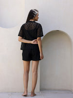 Black Net Shirts & Shorts Set - SanskrutiHomes