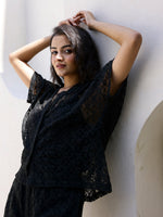 Black Net Shirts & Shorts Set - SanskrutiHomes