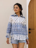 Pure Cotton Geometric Printed Shirt for Women - SanskrutiHomes