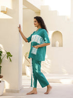 TEAL Tye & Dye Night suit - SanskrutiHomes