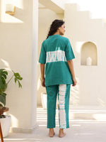 TEAL Tye & Dye Night suit - SanskrutiHomes