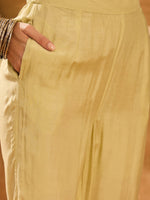 Lime Green Muslin V-Neck Kurta Set For Women - SanskrutiHomes